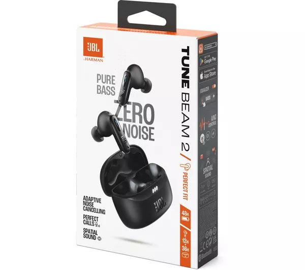 JBL Tune Beam 2 Wireless Bluetooth Noise-Cancelling Earbuds - Black