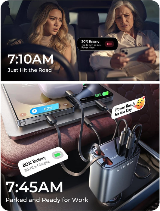 LISEN Retractable Car Charger