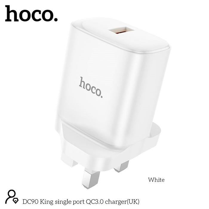 Hoco DC90 King Single Port QC3.0 Charger 18W White