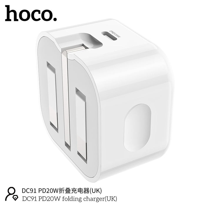 Hoco DC91 Folding Charger Set (Cto iP) PD20W White