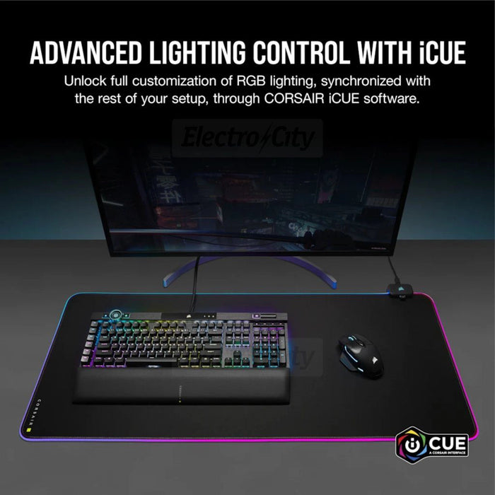 Corsair RGB Extended 93cm Gaming Mouse Pad with USB Hub | Black