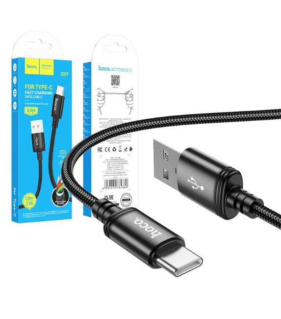 Cable trenzado de carga rápida Hoco USB a tipo C - 3.0 A - 1 metro