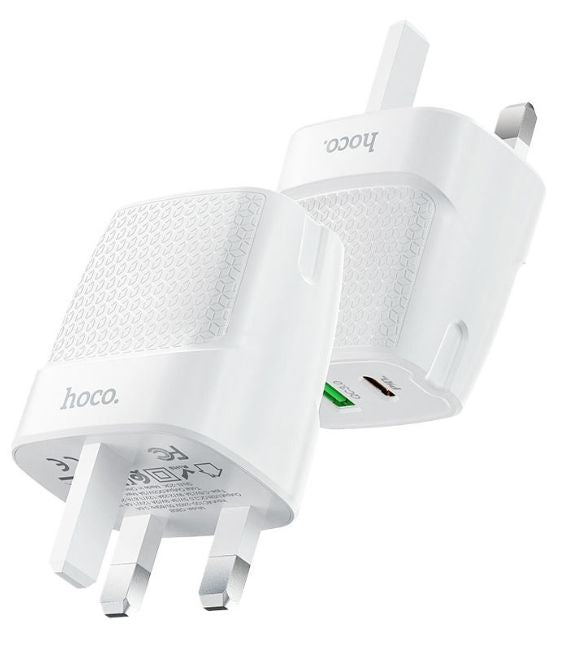 Cargador Hoco C85B de doble puerto (PD+QC) de 20 W, blanco